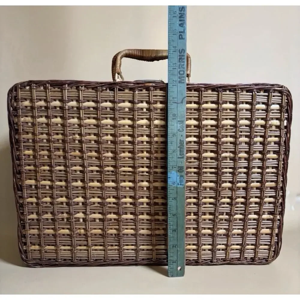 Grey Goose Vodka Wicker Picnic Basket Tote Suitcase Blue Lining Empty Promo